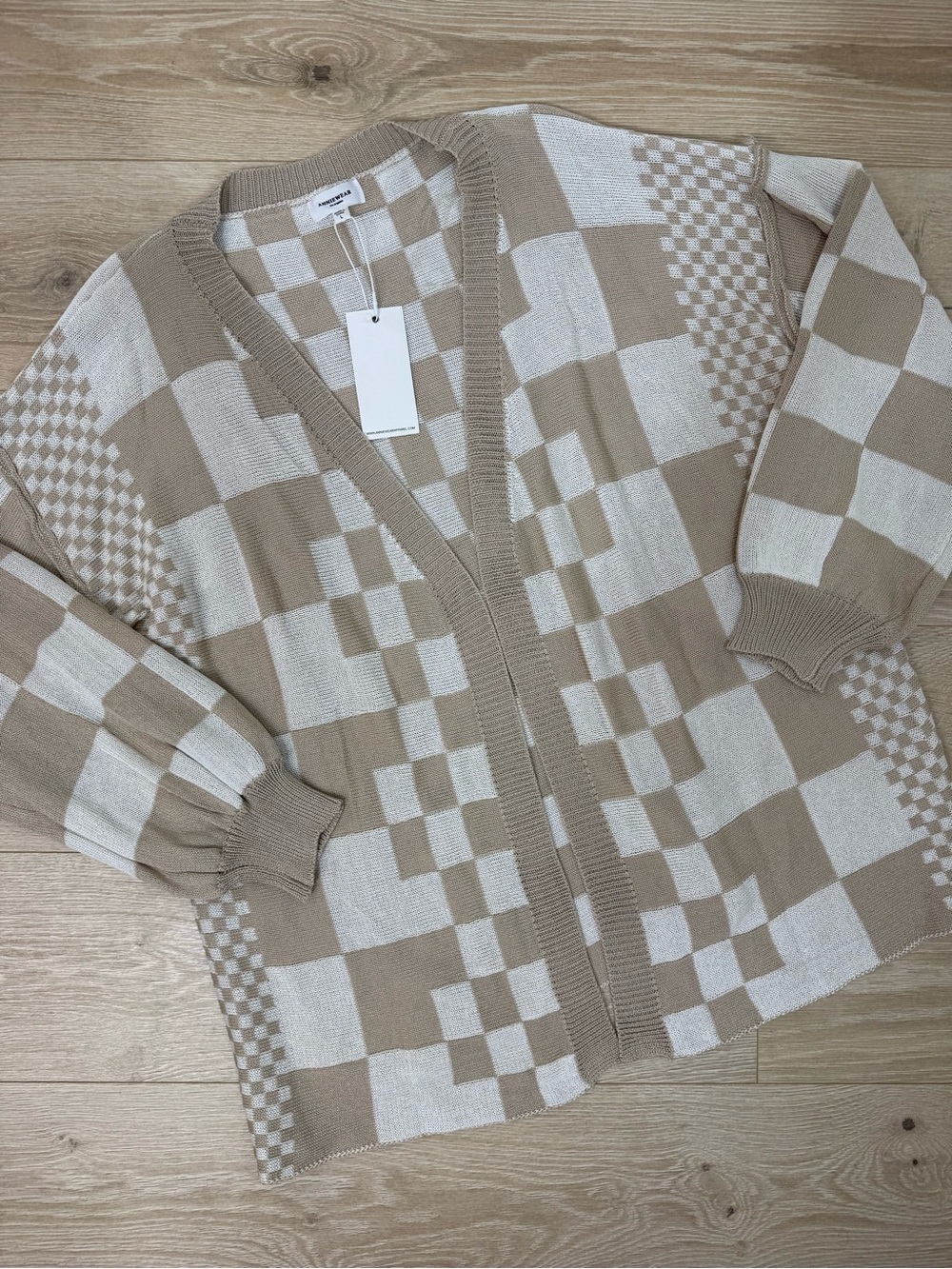 NEW Anniewear Checkered Open Front Cardigan